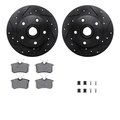 Dynamic Friction Co 8312-74040, Rotors-Drilled, Slotted-BLK w/ 3000 Series Ceramic Brake Pads incl. Hardware, Zinc Coat 8312-74040